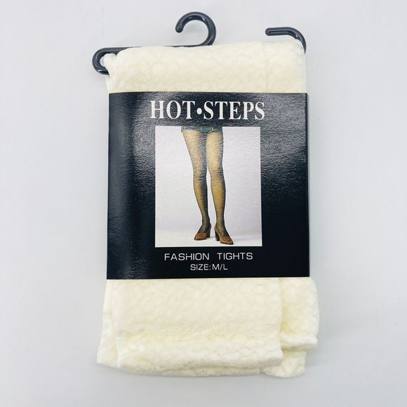 Hot Steps Leopard Cheetah Animal Print Tights Cream New - Picture 1 of 2